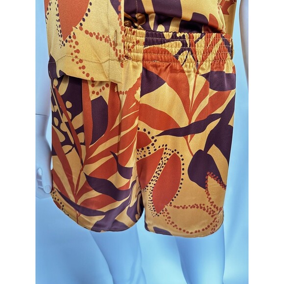 HOUSE OF HARLOW  1960 lounge Satin Leisure Short Set RICH FALL COLORS  sz Small - Picture 8 of 11